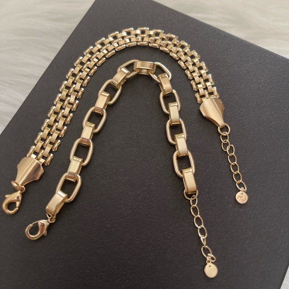 18K Gold Plated Over Brass Watch Band Link Bracelet Bundle - Picture 3 of 11